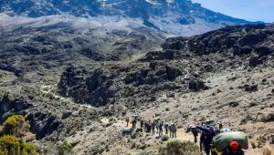 6 Days Umbwe Route-Trekkers hiking the Umbwe Route during Kilimanjaro climb